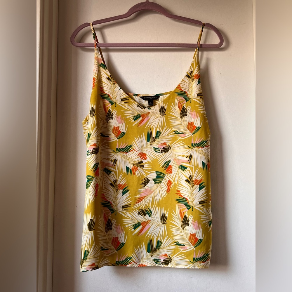 Banana Republic Yellow Floral Tank Top Size Large
